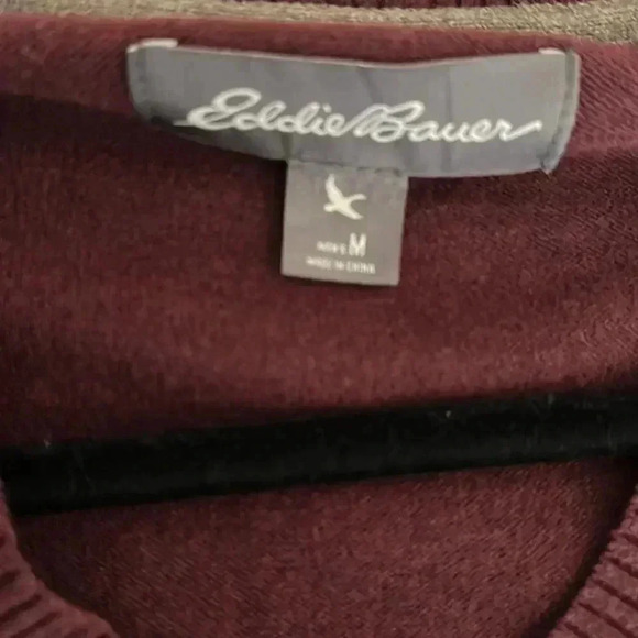 Eddie Bauer V- Neck Burgundy Sweater - Picture 7 of 8